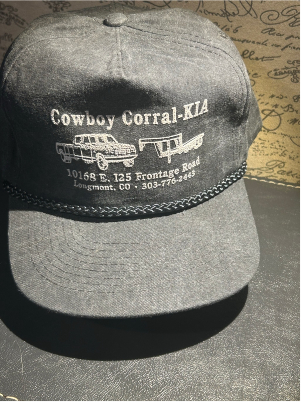 Men's Cobra Caps Cowboy Corral-KIA Trucker Hat One Size Black White